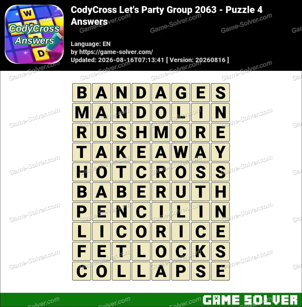 CodyCross Let’s Party Group 2063 – Puzzle 4 Answers